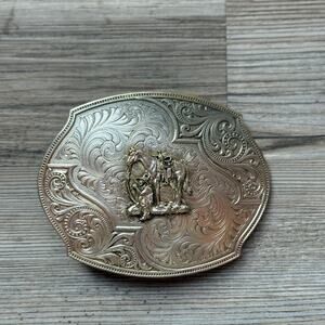 Montana Silversmiths Belt Buckle Cowboy with Horse Western Rodeo Large Floral